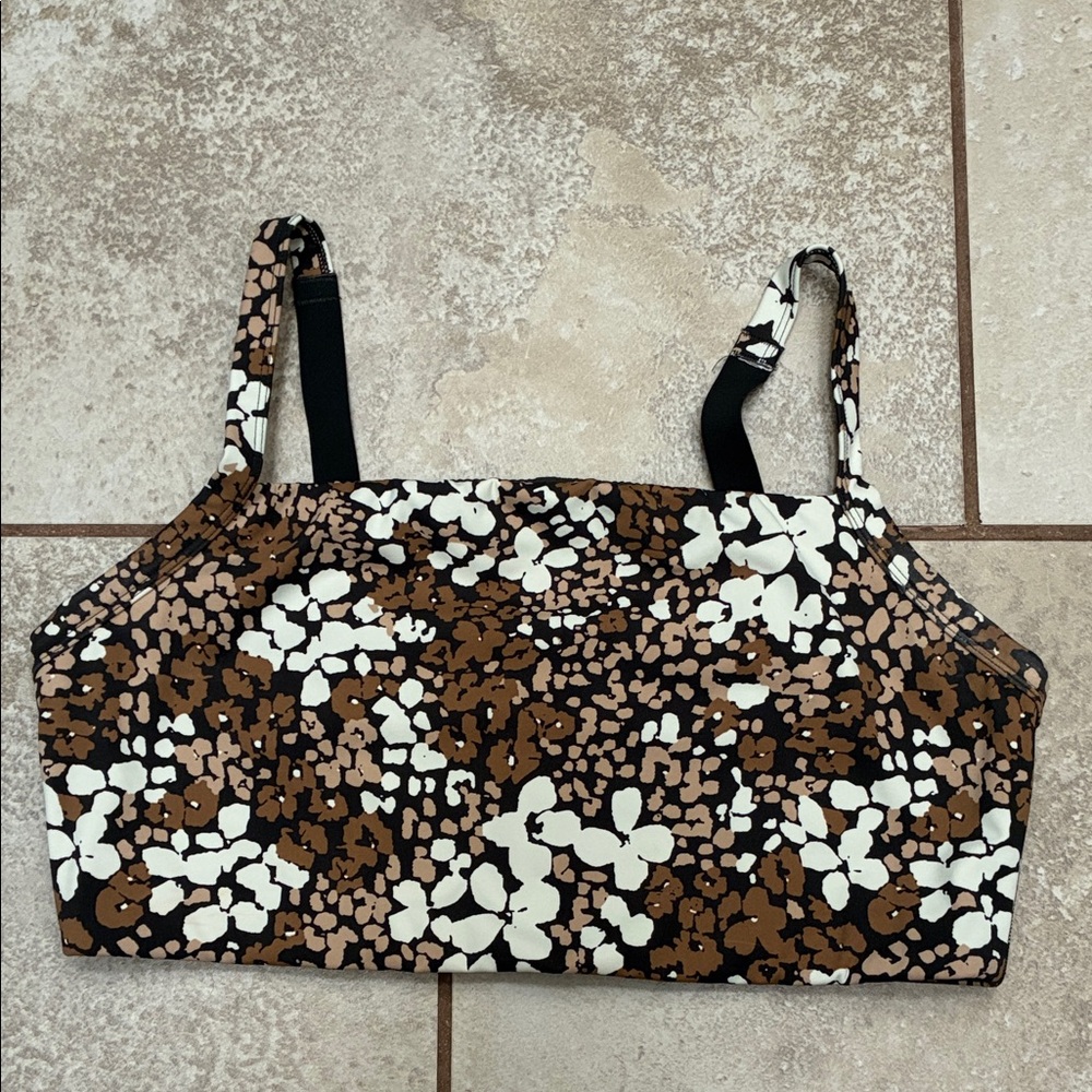 Aerie Black and Brown Floral Sports Bra